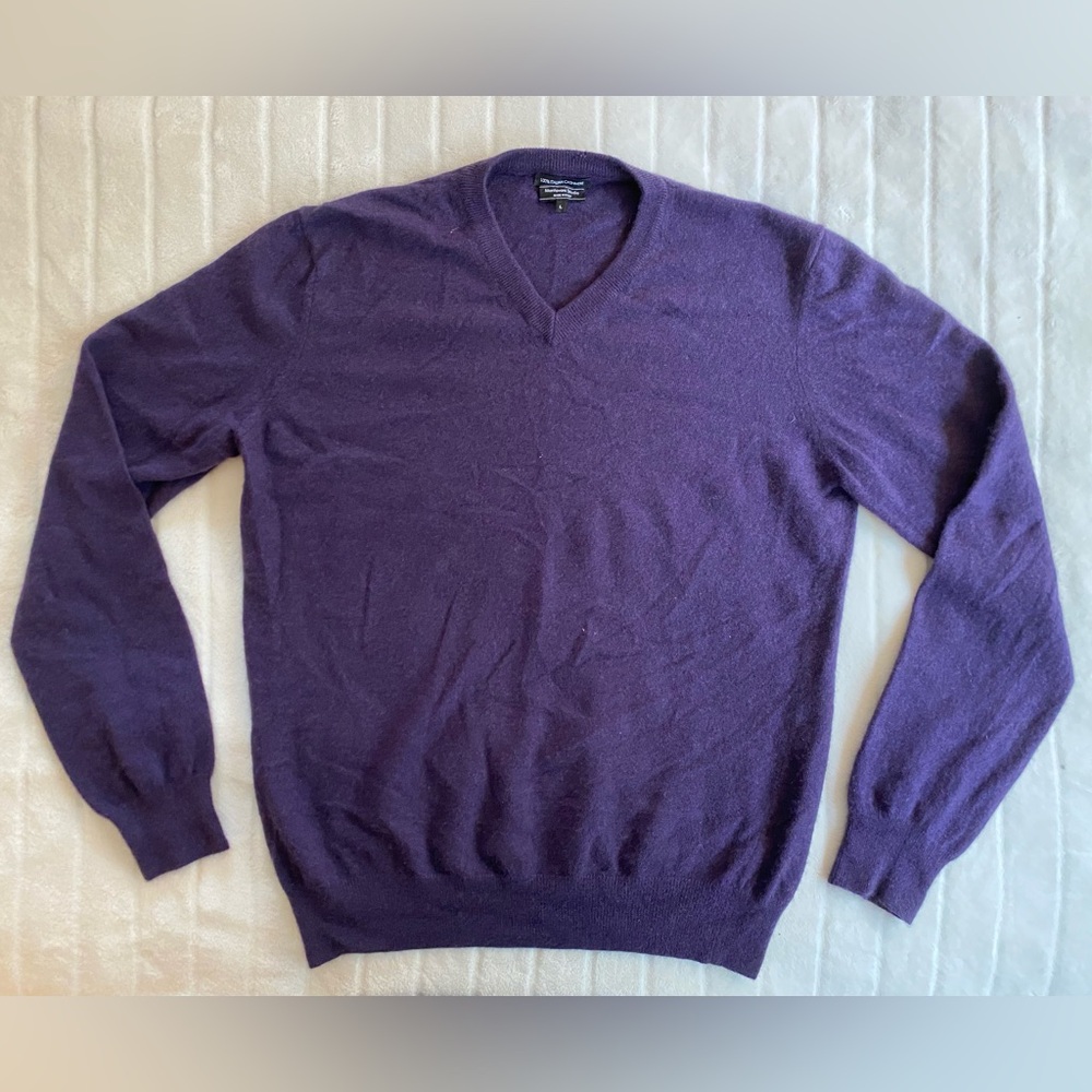 Italian Cashmere Purple V-Neck Sweater